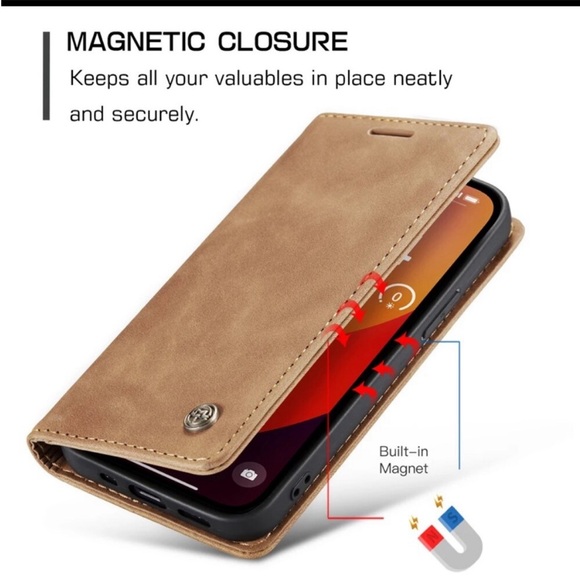 🔥 iPhone 12 high quality tan suede wallet case - Picture 10 of 14